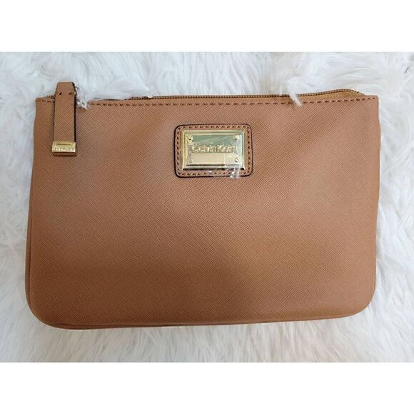 Calvin Klein Small 9x6 Travel Bag Makeup Bag in Brown New - Picture 1 of 6